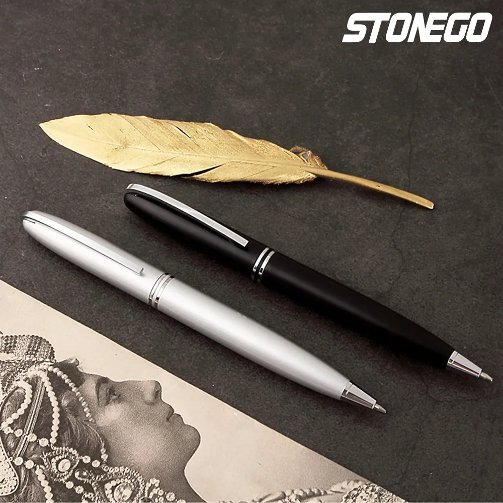 STONEGO Retractable Twist Metal Ballpoint Pens, Rollerball Pen Medium Point (1.0mm) Smooth Writing Twist Ball Pens Black Ink