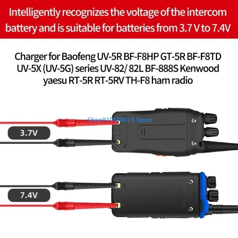 B95C USB ładowarka do UV-5R UV-82 BF-888S Tyt-RETEVIS Dwukierunkowy zacisk ładowania transceiila radiowego z światłem — zdjęcie produktu 4