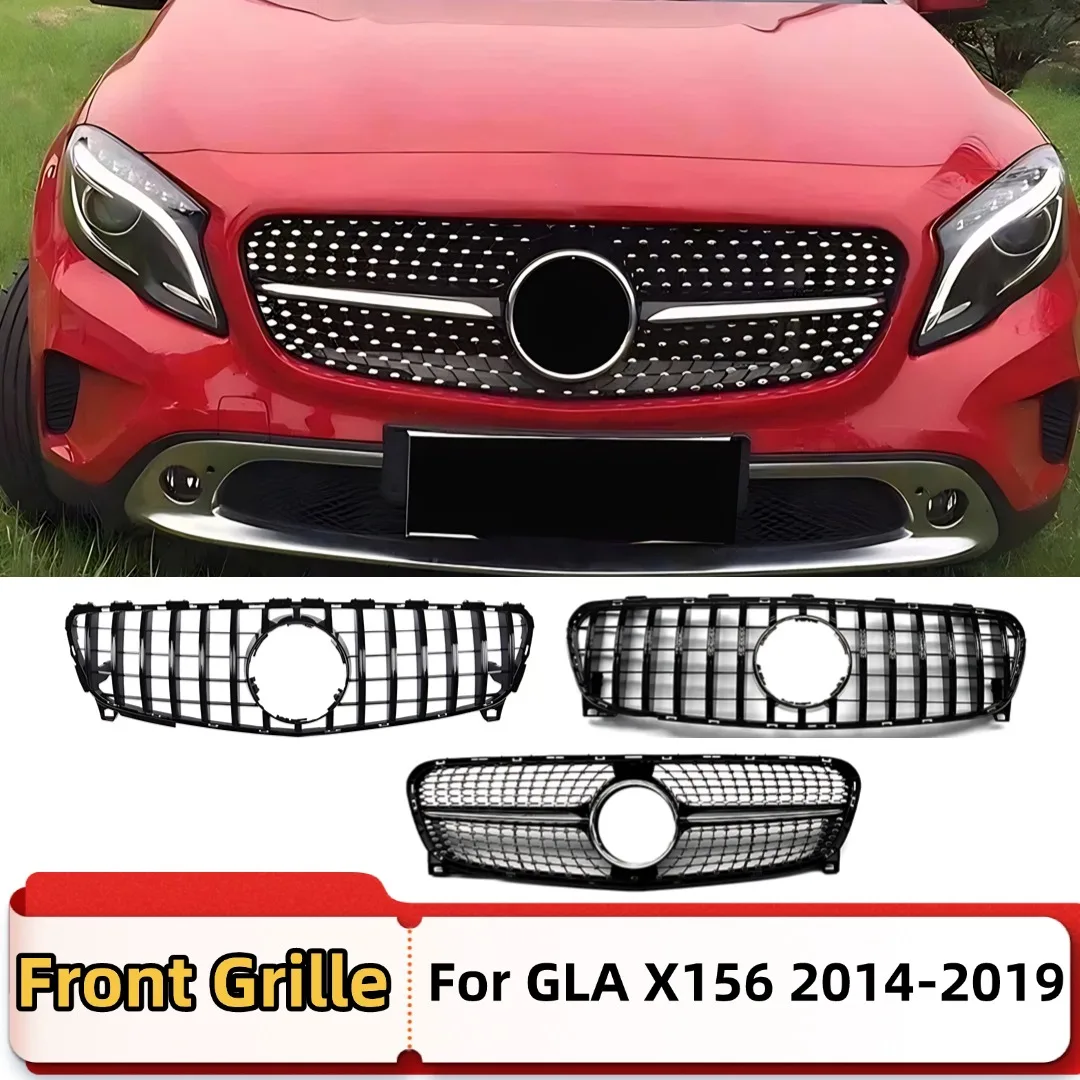 

Front Inlet Bumper Grille Grill Mask Grid Body Kit Tuning Accessories Mesh For Mercedes Benz GLA X156 2014-2019 GT Diamond Style