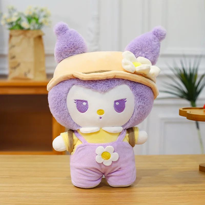 Lindo KUROMI Hello Kitty mochila de juguete de peluche encantador Animal relleno niños cumpleaños regalo de Navidad muñeco de peluche para niños tiempo de juego