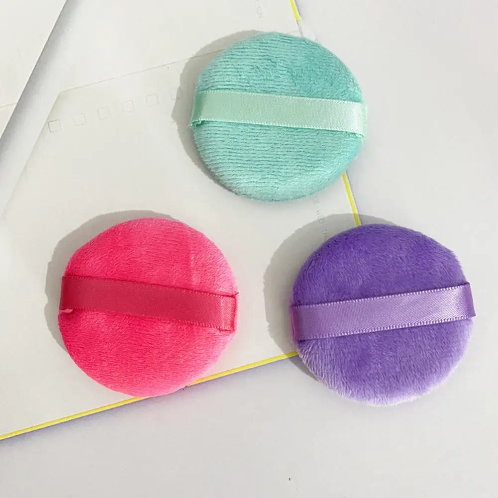 Maquillaje redondo, esponja de polvo flocado de terciopelo, herramientas cosméticas, base de terciopelo, polvo Facial suave Z7I1