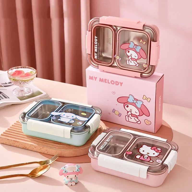 

Sanrio Kawaii My Melody Divided Compartment Insulated Lunch Box Cinnamoroll Anime Cartoon Officers Students Light Meal Lunch Box