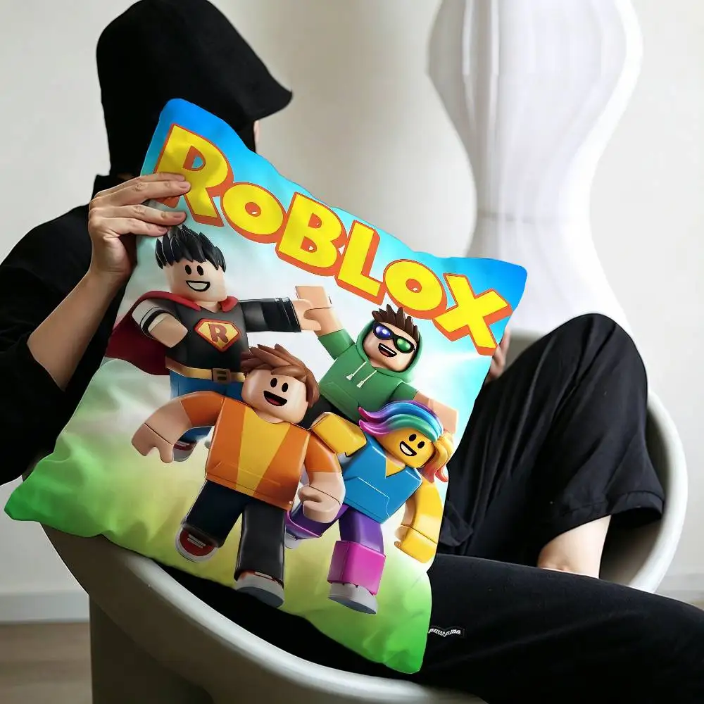 Hot Game R-Robloxs-X Coole Kissenbezüge, Cartoon-Sofa, dekorativ, für Zuhause, doppelseitiger Druck, kurzer Plüsch, niedlicher Kissenbezug – Detail 9