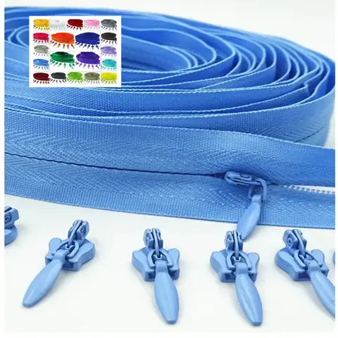 3# 3/ 5/10 Meters  Zipper 6/10/20 Auto Locking Sliders Invisible Nylon  Zipper