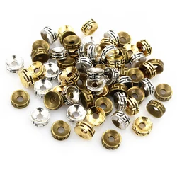 50pcs 7.5x3mm Spacer Beads Bronze Gold Silver Color Metal Ball Crimp End Beads Stopper DIY Jewelry Making Findings Supplies