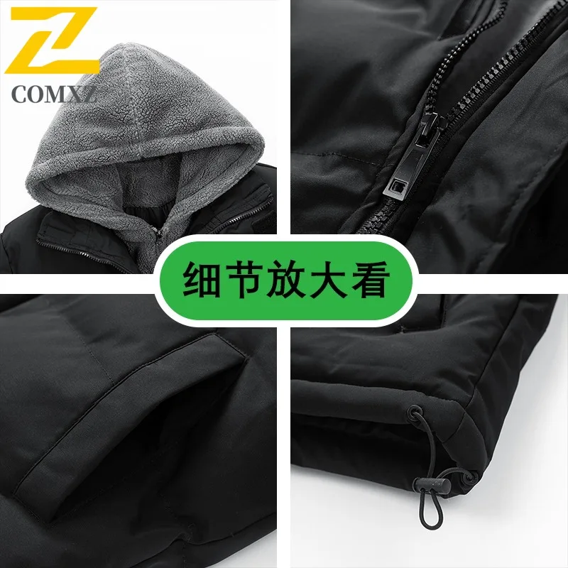 COMXZ Top Luxury Men Padding Coat Fashion Splicing Outdoor Riding Windproof Coat Casual Street Style Windproof Autumn Garment
