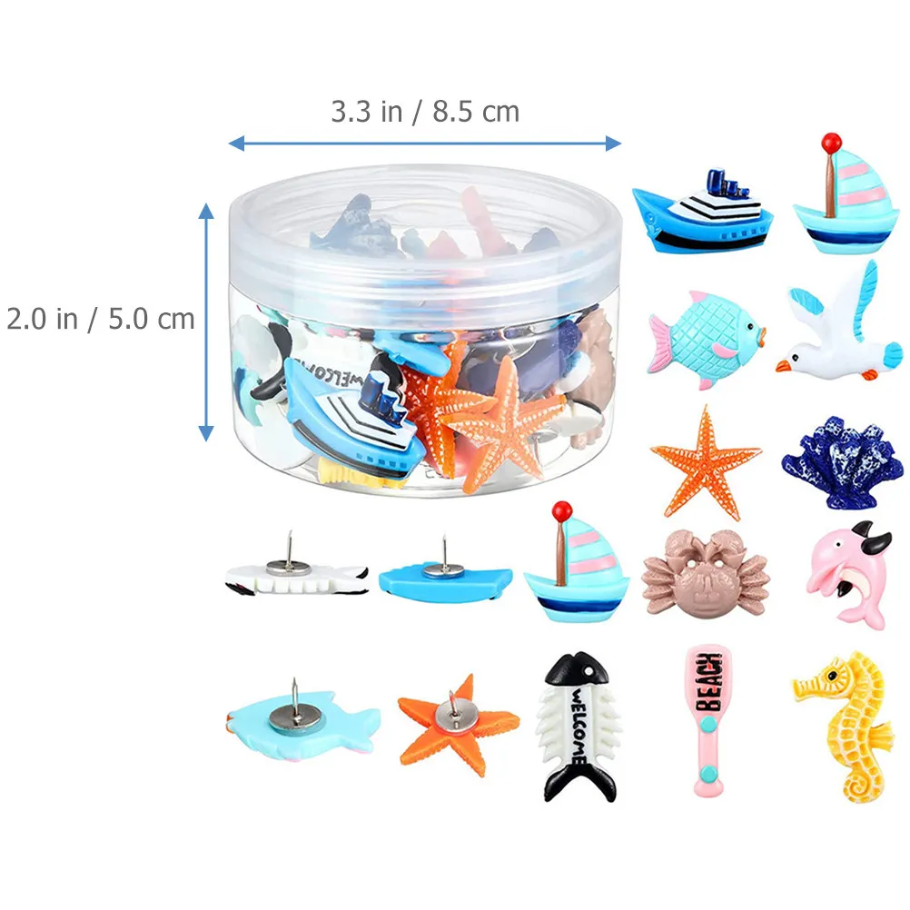 36Pcs Stylish Ocean Design Push Pins Multi Function Thumb Tacks for Geography Lessons Travel Maps Art Crafts Cork Board