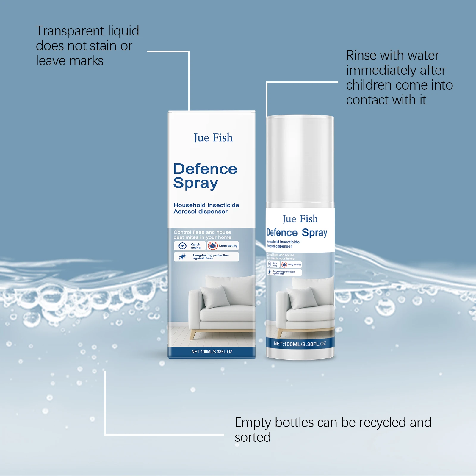 100 مللي رذاذ برغوث منزلي تركيبة إكليل الجبل الطبيعية مناسبة للأقمشة والأسطح الصلبة رذاذ تنظيف عديم الرائحة سريع الجفاف #4