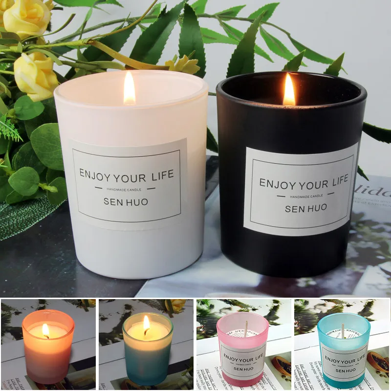 Manufacturer wholesale romantic smokeless scented candles birthday gifts soybean wax home ornaments glass scented candles