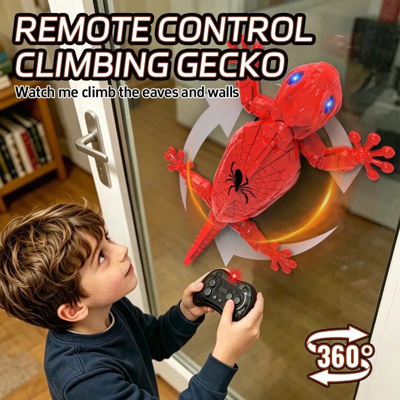 2.4G Remote Control Wall Climbing Rotate Gecko Toys Simulation Animal Mechanical Crawling Electric RC Toys Type-C Charging Ports