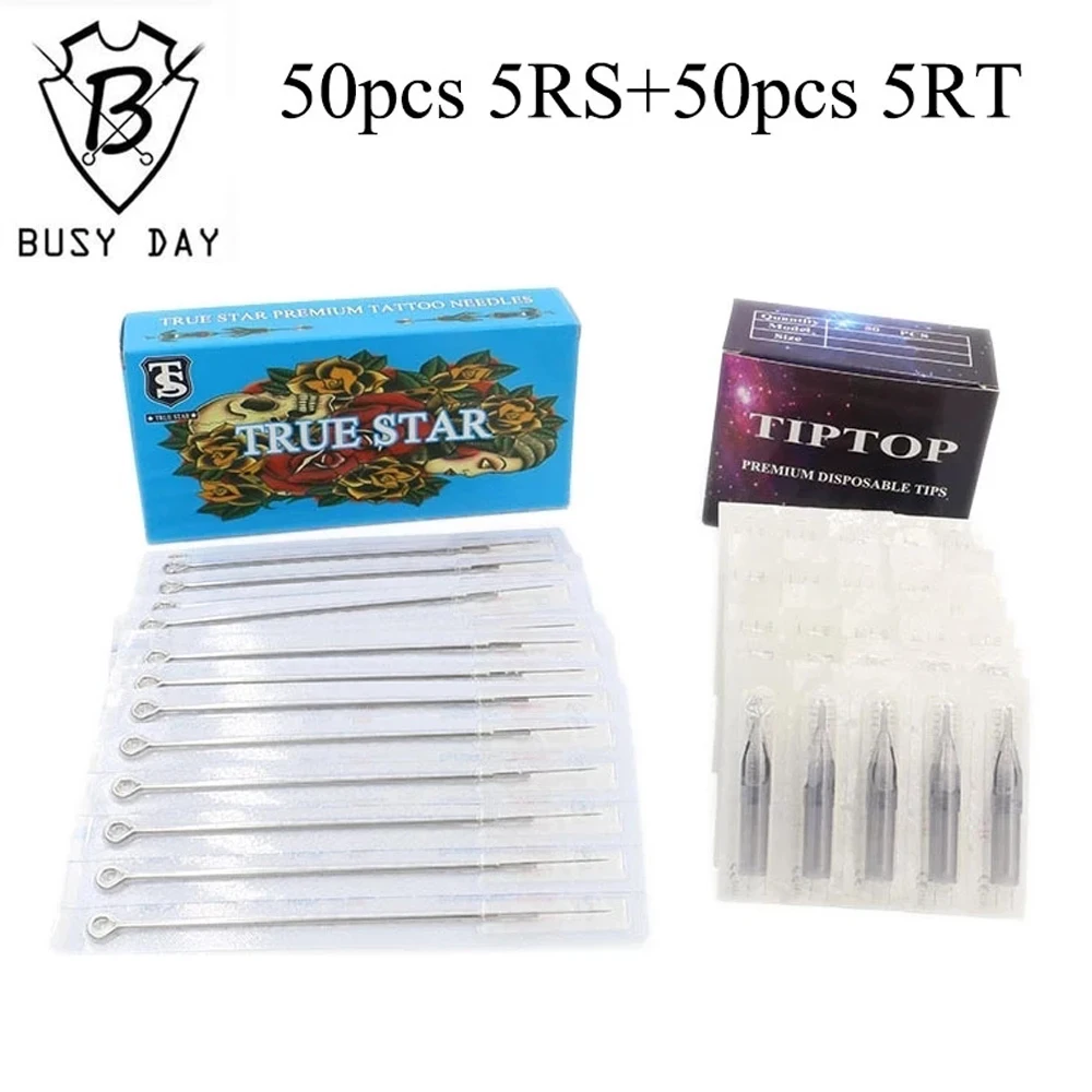 TRUE STAR Tattoo Needles 50pcs Needles & 50pcs Tattoo Tips for Tattoo Machine Gun aguja de tatuaje Tattoo Supplies