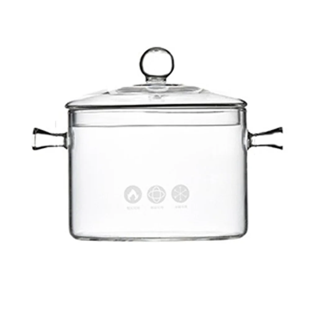 

1 L Heat Resistant Glass Cooking Pot Transparent Soup Stew Pan for Home Kitchen Restaurant Use Food Milk Sauces Instant