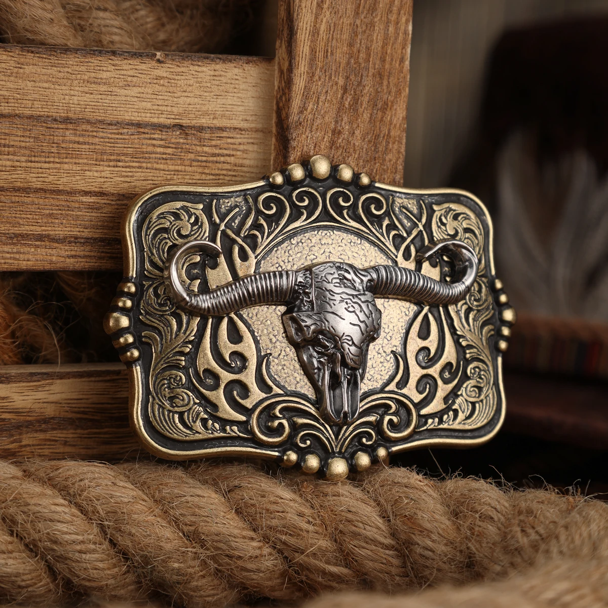 A Belt Buckle Head - A Western Cowboy-Style Belt Buckle Head - A Metal Buckle Head