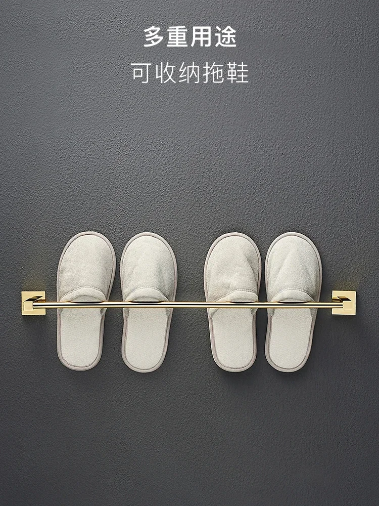 All copper towel rack, towel rack without punching, gold bathroom storage rack, hardware