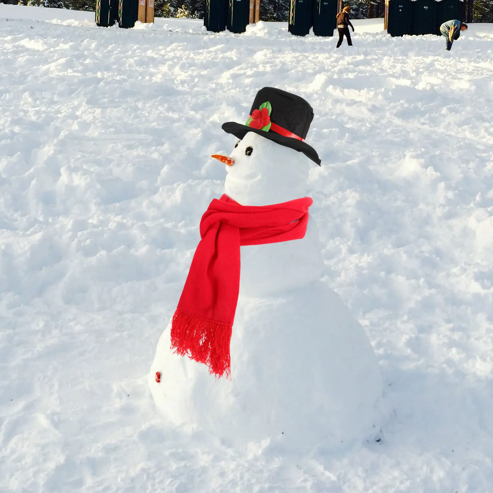 

16Pcs Build Your Snowman Kit Black Hat Red Scarf Wooden Eyes Mouth Buttons Carrot Nose Christmas Winter Decor Snowman Kit