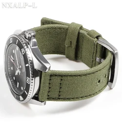 Quick Release Nylon Canvas Watch Strap 18mm 20mm 22mm Army Green Bracelet Brushed Buckle Watchbands for Smartwatch Aaccessories