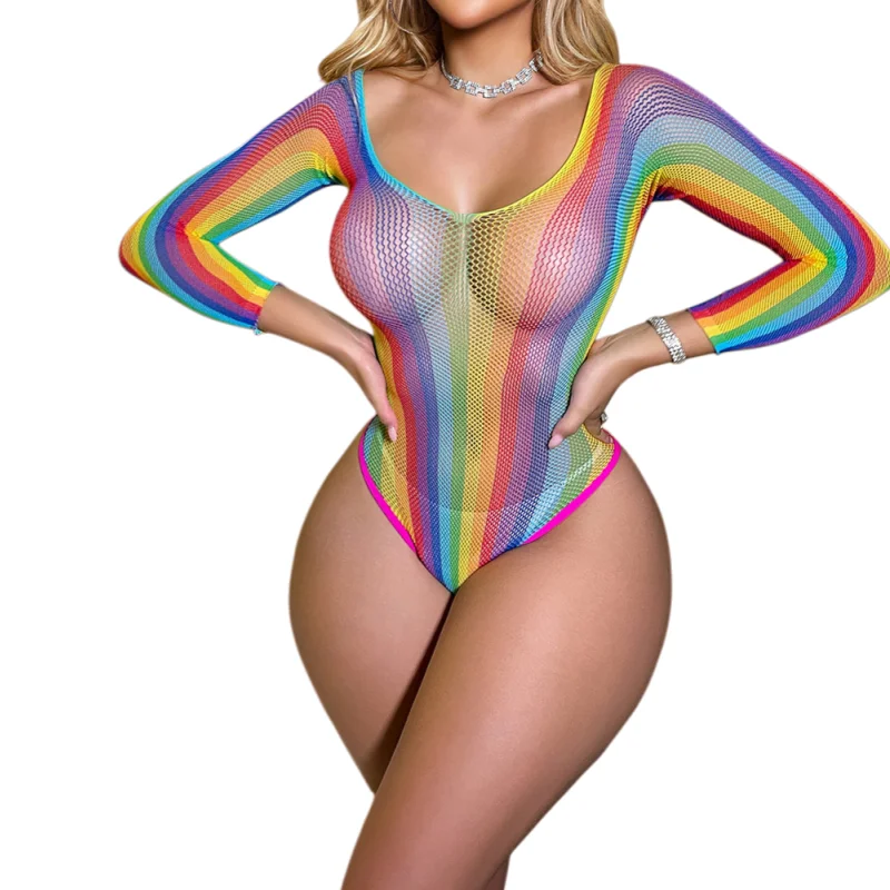 Plus Size Women's Sexy Body Stocking Open Crotch Sheer Mesh Lace Bodysuit Fishnet Tights For Romantic Night Wear fetish lingerie