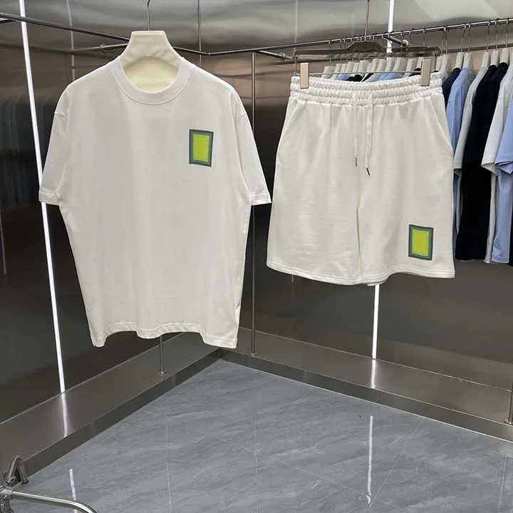 26ss Casinoblank Logo Bedruckte Damen- und Herren-T-Shirts Set Übergroße Herren Freizeit Baumwoll-Kurzarm-T-Shirts & Shorts Sets Sommer