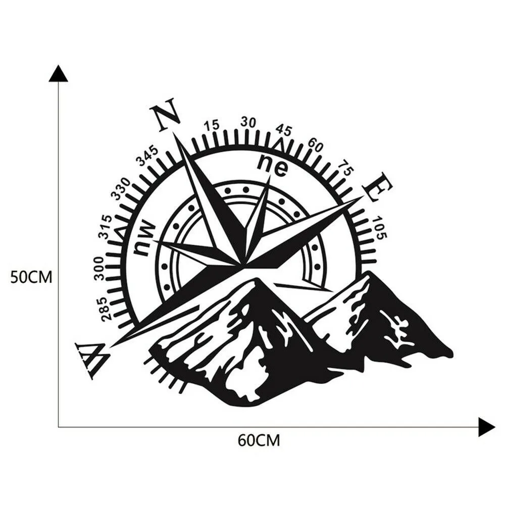 Funny Vinyl Car-Styling Decals 60*50cm For Auto Window Motorcycle Decor Art Design Off-road Mountain Compass Car Sticker image 6