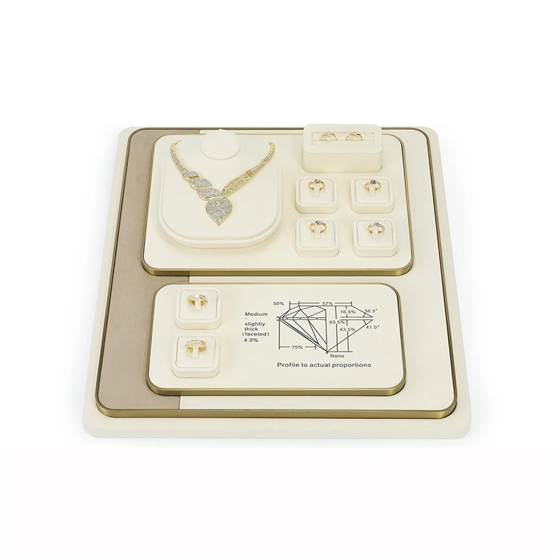 Off-white jewelry display stand, ultra-fine and high-end diamond display counter, jewelry display props