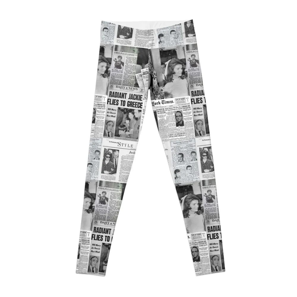 

Jacqueline "Jackie" Kennedy Onassis Newspaper Collage Leggings Women pants fitness set Women gym leggings Women's leggings