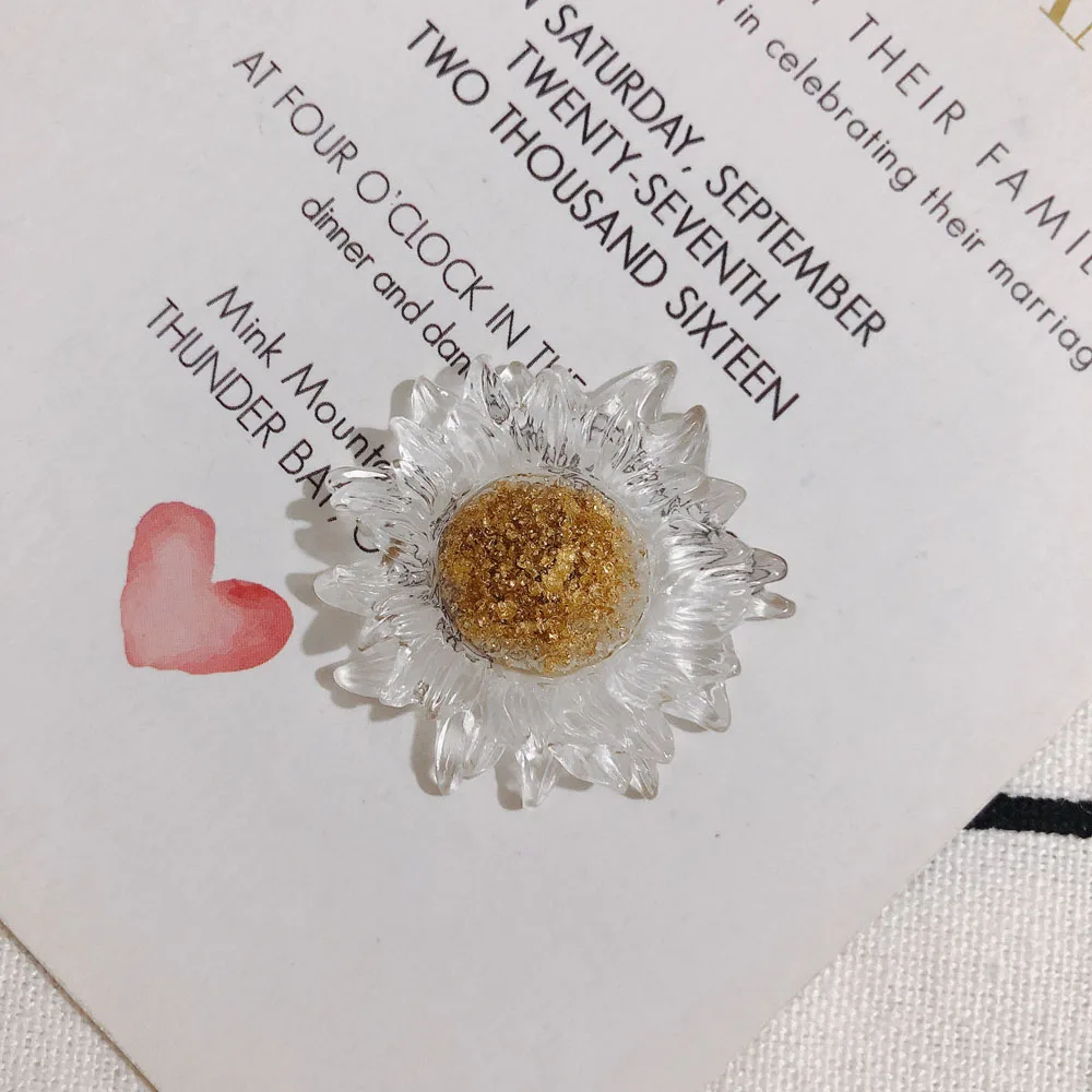 Japanese transparent gold foil small daisy sunflower resin patch diy handmade jewelry earrings accessories materials 2pcs