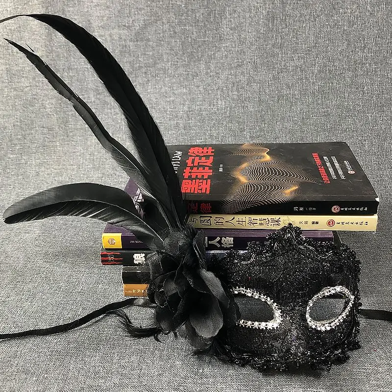 MasTim Ade-Masque Vénitien Demi-Visage pour Femme, Halloween, Noël, Plume, Fleur, Lys, Cosplay, Décorer, Dentelle, ixSexy Pro