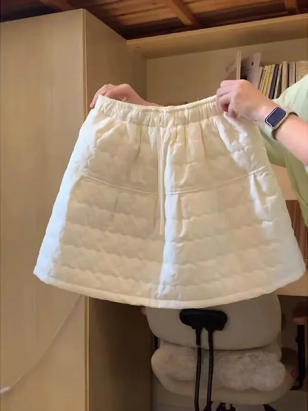 

Warm Cotton Lined Skirt Pants High Waist A-Line 3D Effect Korean Sle Girls Thermal ort Skirt Pants Autumn Winter