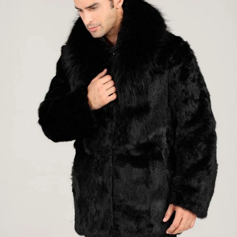 Male New Design Sense Warm Winter Thickened Coat Commuting Slim Environmental Mink Hair Big Hair Collar Personalized Jacket Fox