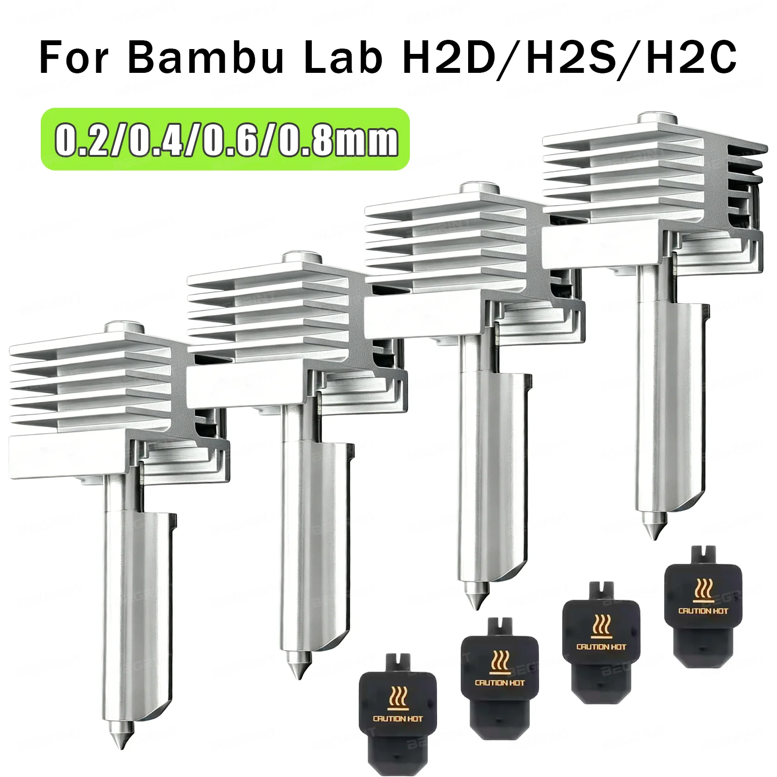 H2D Hotend High Quality For Bambu Lab H2S Hot end Nozzle 0.2/0.4/0.6/0.8mm Hotend Kit hardened steel Nozzles Bamboo H2D H2C