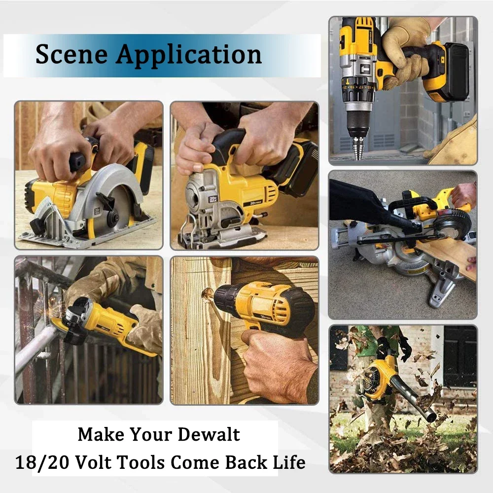 ใหม่ 20 V 6.0Ah MAX 18650 แบตเตอรี่เครื่องมือสําหรับ DeWalt DCB184 DCB181 DCB182 DCB200 20V 6A 18 V แบตเตอรี่ Charger
