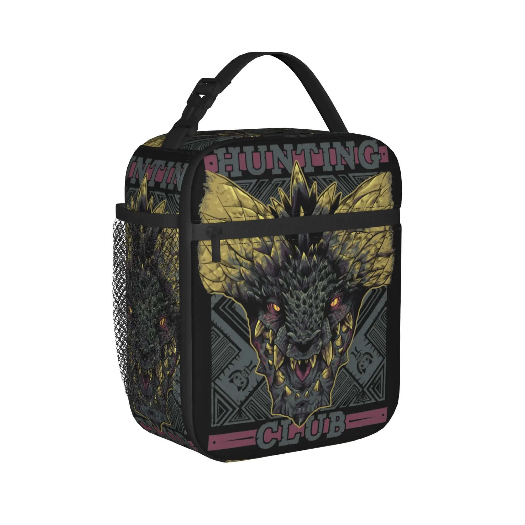 Monster Hunter Hunting Club Nergigante Insulated Lunch Bags Cooler Bag Reusable,Meal Container  Leakproof Tote Lunch Box