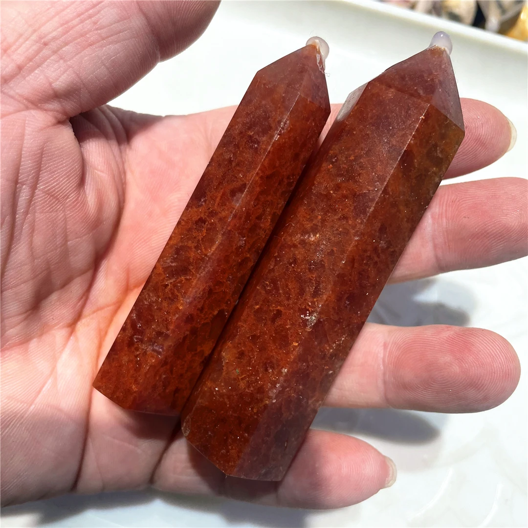 New Minerals Natural Strawberry Crystal Wand Stones Ornament Towers Desk Decoration Collecting Quartz