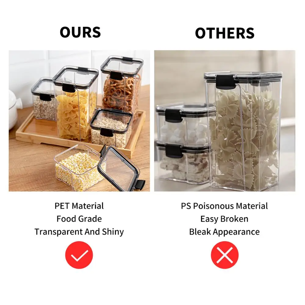 Stackable Kitchen Sealed Jar, Plastic Food Storage Box, Multigrain Tank Bottle, Dried Fruit Tea Containers, 460-1800ml Sets