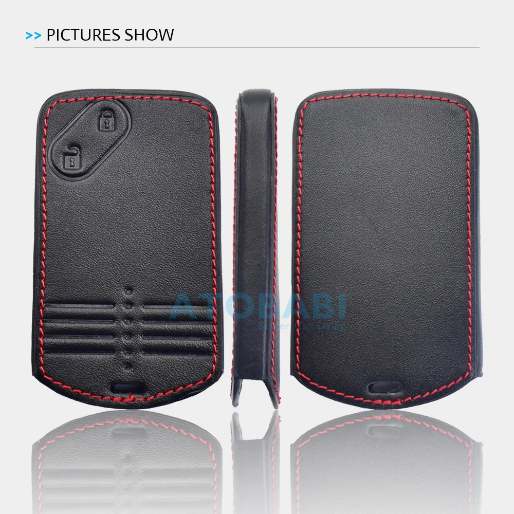 Leather Car Key Cover For Mazda CX-7 CX-9 MX-5 Miata RX-8 2007 2008 2009 Keychain Holder Smart Remote Control Fob Protector Case
