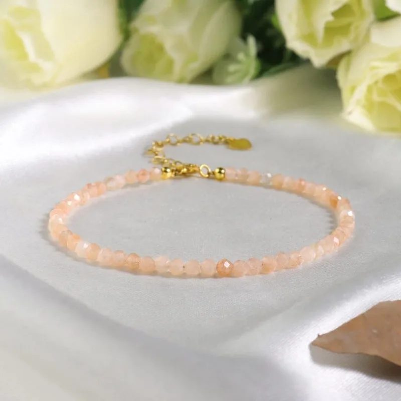 Natural sunstone bracelet, solar plexus chakra crystal, reiki gift