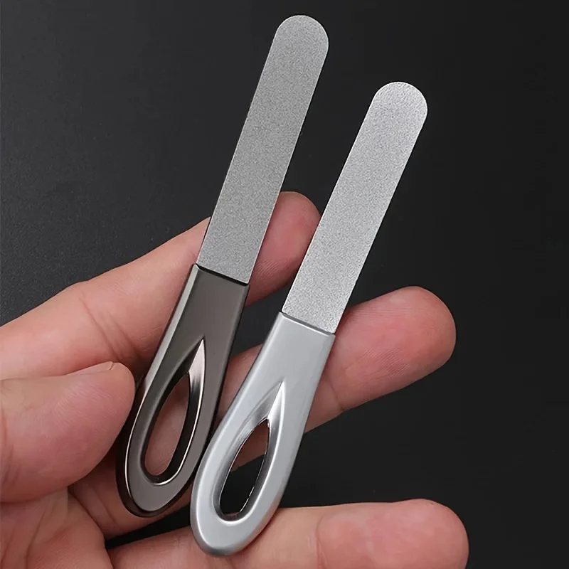 مبرد أظافر من الفولاذ المقاوم للصدأ على الوجهين، مبراة وأداة تلميع للأظافر السميكة والصلبة، شريط مانيكير، غير معطر، ملحقات رعاية
