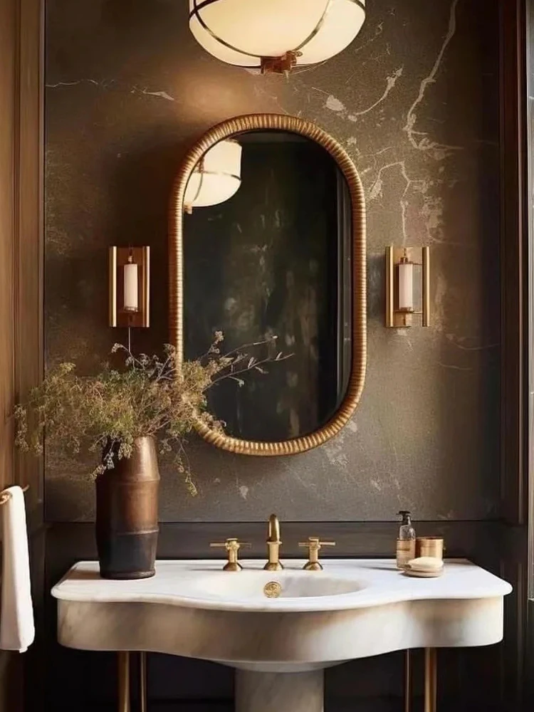 

Американская ретро-ванная комната, настенная овальная ванная комната Smart, декоративное зеркало в стиле французской виллы Наньян