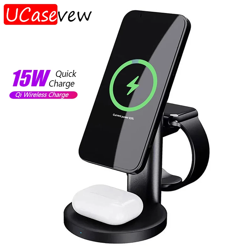 

3 in 1 Wireless Magnetic Duo Charger For iPhone 12 Pro Max 12 13 Mini 15W Fast Charger For Apple Watch 6 5 4 3 2 Stantion Dock