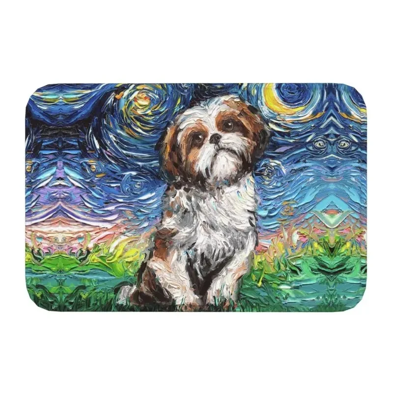 Starry Night Wire Fox Terrier Doormat Non-Slip Bath Kitchen Mat Bedroom Balcony Door Floor Entrance Carpet Rug