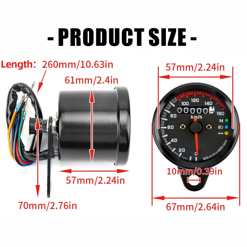 Universal 12V Motorcycle Instrument Cluster Single Odometer 0–160km Tachometer  Speedometer For Harley Bobber Chopper Cafe Racer