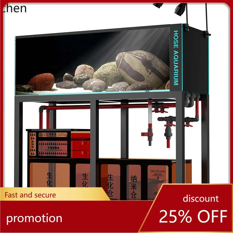 

CZ Fish Tank Aquatic Plant Tank Aquarium Bottom Filter Living Room Glass Backside Overflow Ecological Marine Tank