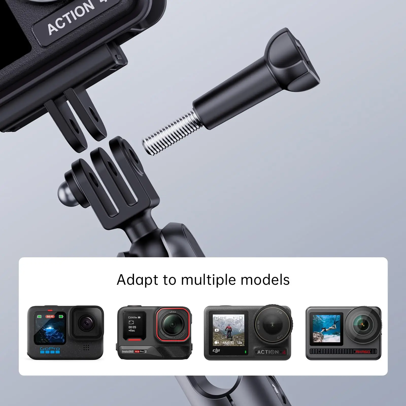 Suporte para câmera com ventosa elétrica com 360 °   Suporte para câmera de carro com braço mágico de cabeça esférica de 1/4 polegadas para DJI Action5Pro/GoPro13/Insta360