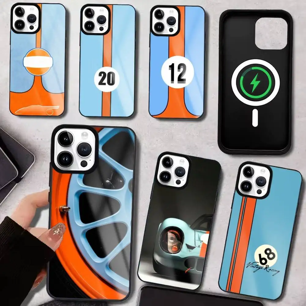 Custodia per telefono per auto Star Ra-cing per iPhone17,16,15,14,13,12,11 Plus,Pro Max magnetica per ricarica wireless Magsafe