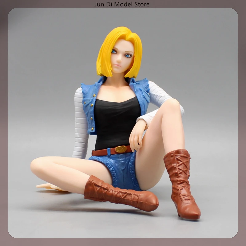 

12cm Dragon Ball Android 18 Sitting Position Anime Girl Figure Model Statue Boys Collection Desktop Decoration Ornament Toy Gift