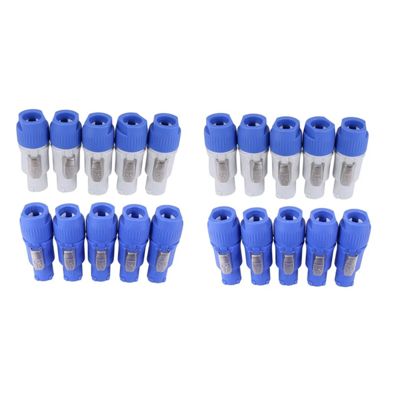 RISE-20PCS 3 Pin Male Powercon Connector NAC3FCB Speakon Plug 20A 250V AC Power Plug Connector Blue And Grey White