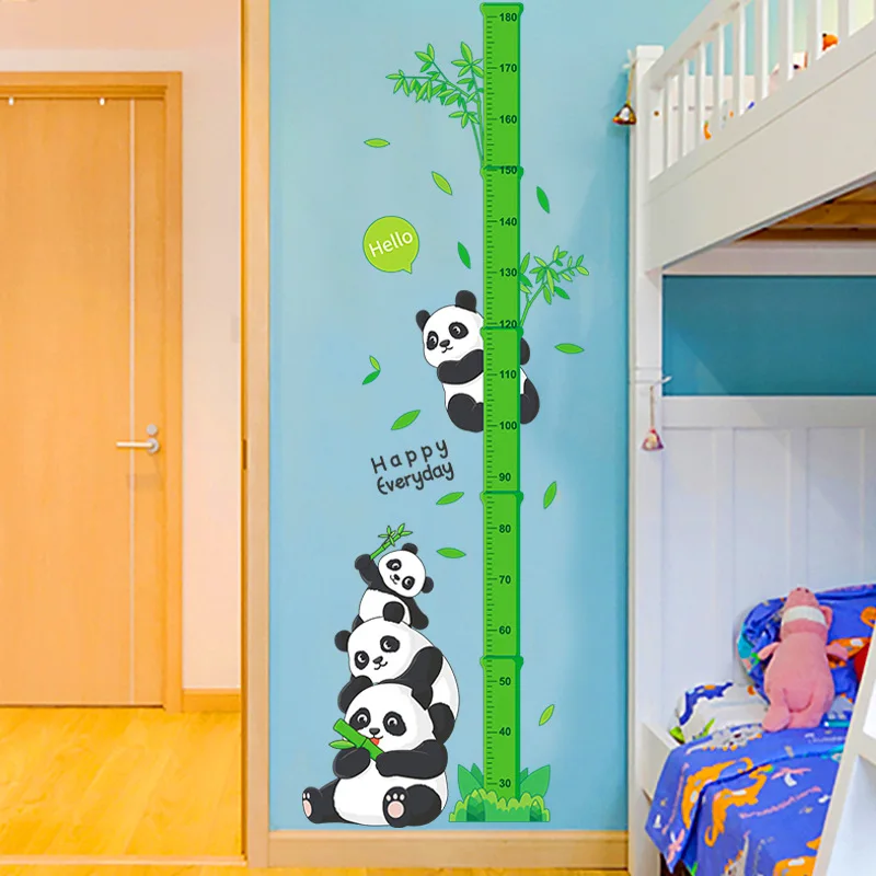 

Chinese Panda Cartoon Wall Sticker Height Measure Ruler for Kids Room Decor Baby Growth Monitoring Wallpaper