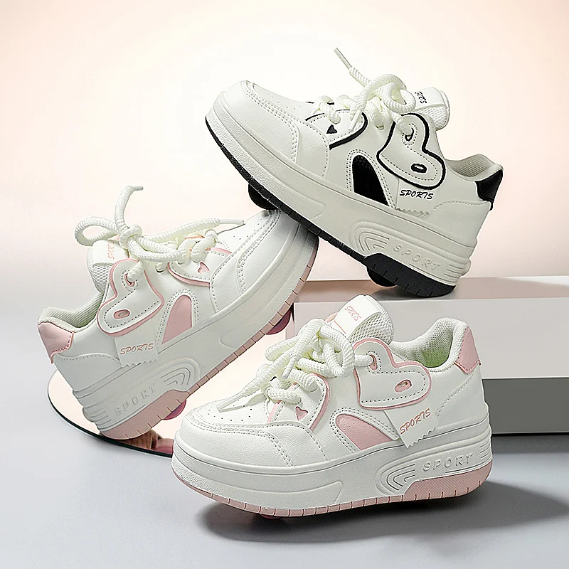 

Lace-up breathable walking shoes Girls 2024 new two-wheeled retractable sports roller skates for female students outdoors