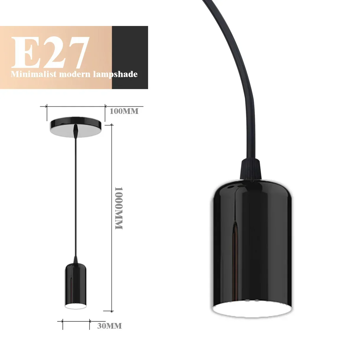 Modern Simple LED Pendant Lamp Bases E27 Socket in Black White Gold 110V-220V Lighting Fixture Home Dining Table Living Room