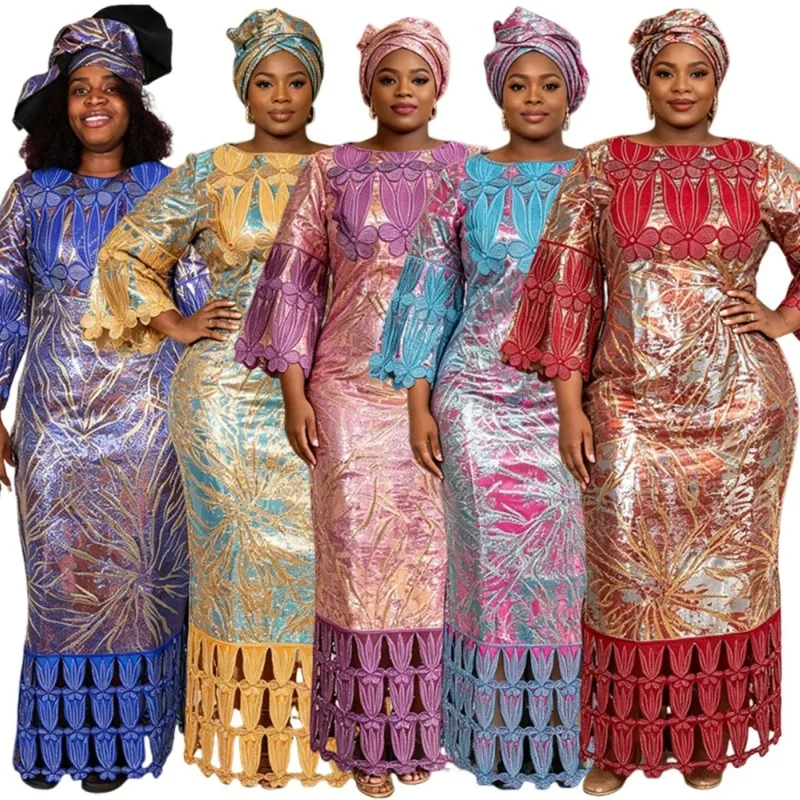 Outfits Plus Size African Clothes for Women Dashiki Ankara Embroidery Evening Gown Bazin Rich Design Wedding Party Dresses 2026